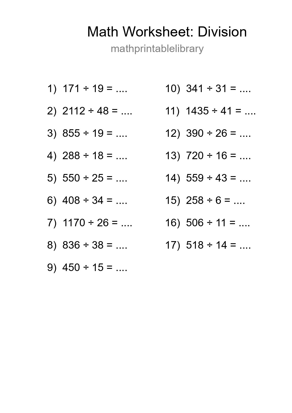 Free 17 Division Math Worksheet For Grade 2 - Part 125