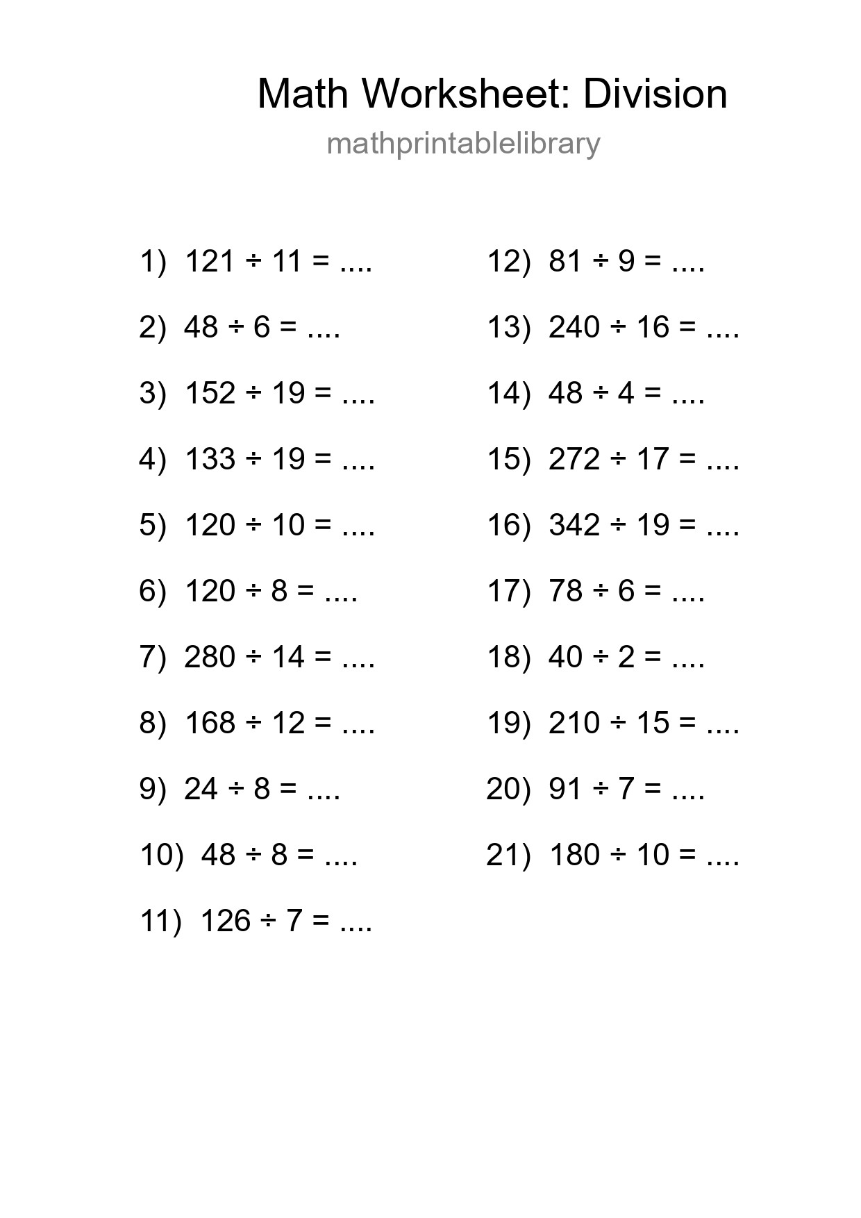 Free 21 Division Math Worksheet For Grade 2 - Part 158