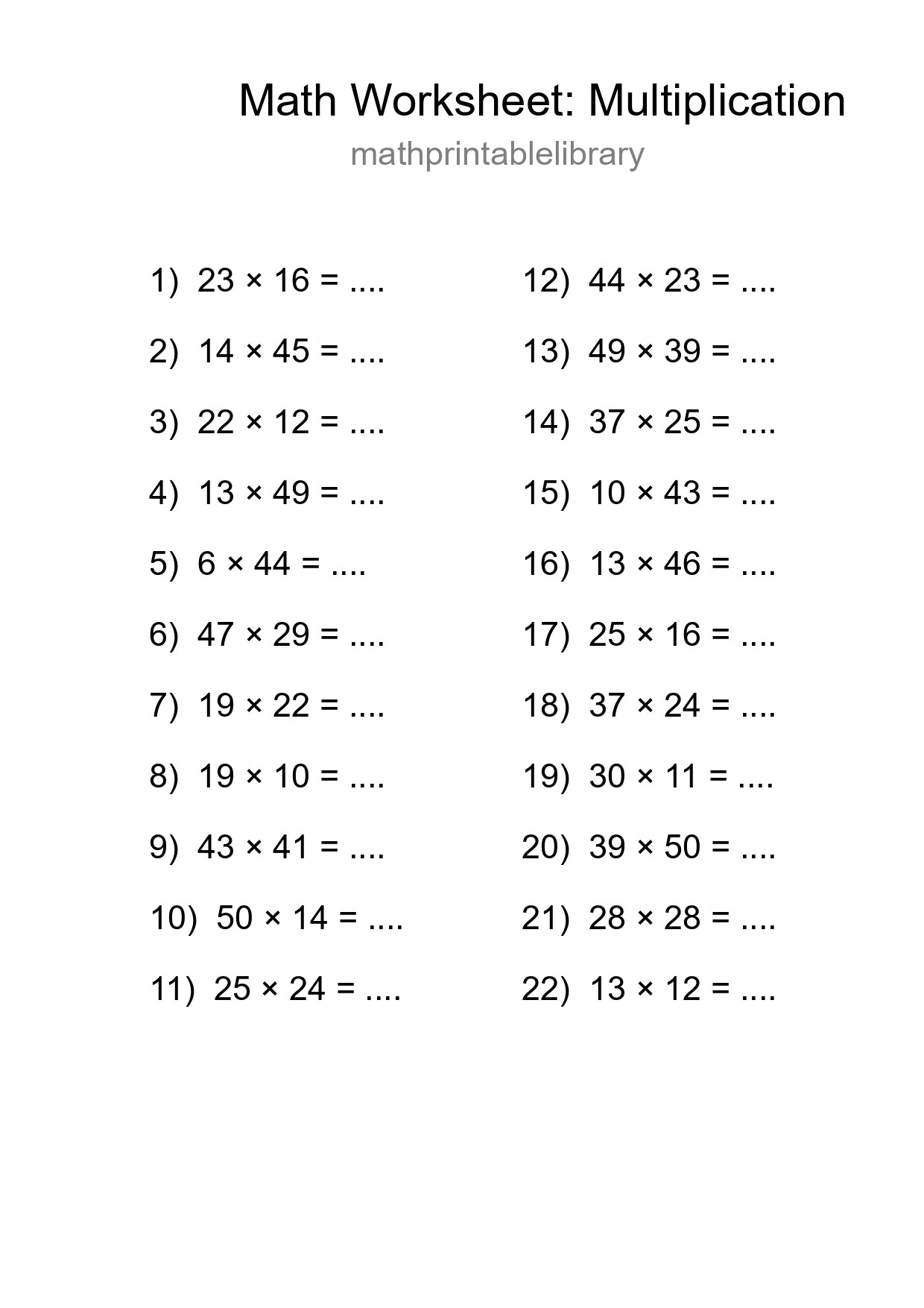 Free 22 Multiplication Math Worksheet For Grade 2 With Answers - Part 73