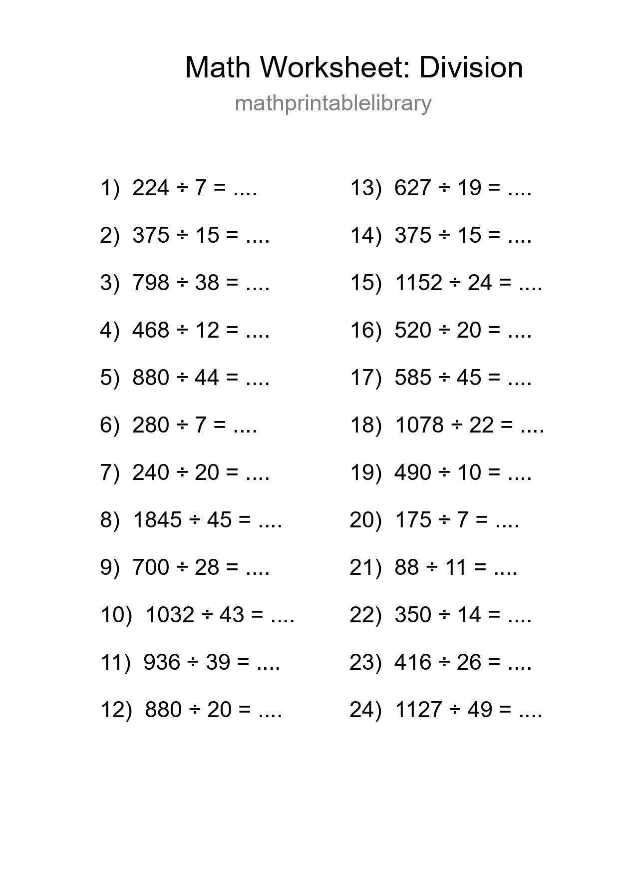 Free 24 Division Math Worksheet For Grade 2 - Part 37
