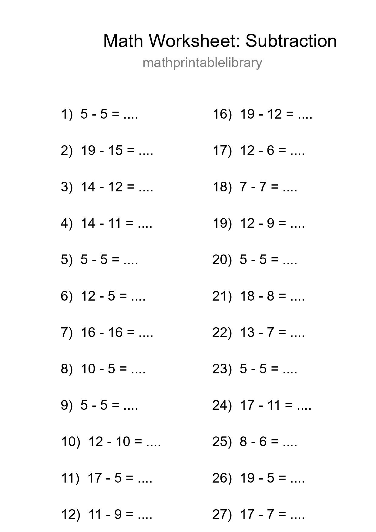 Free 30 Subtraction Math Worksheet For Grade 2 - Part 30