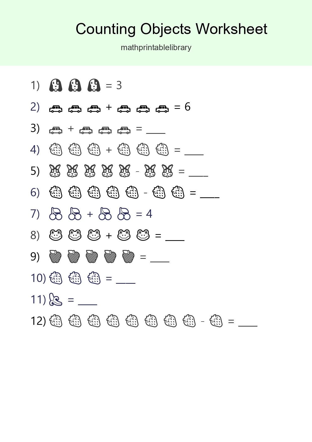 Free Counting Objects Worksheet For Kindergarten Printable - Part 47
