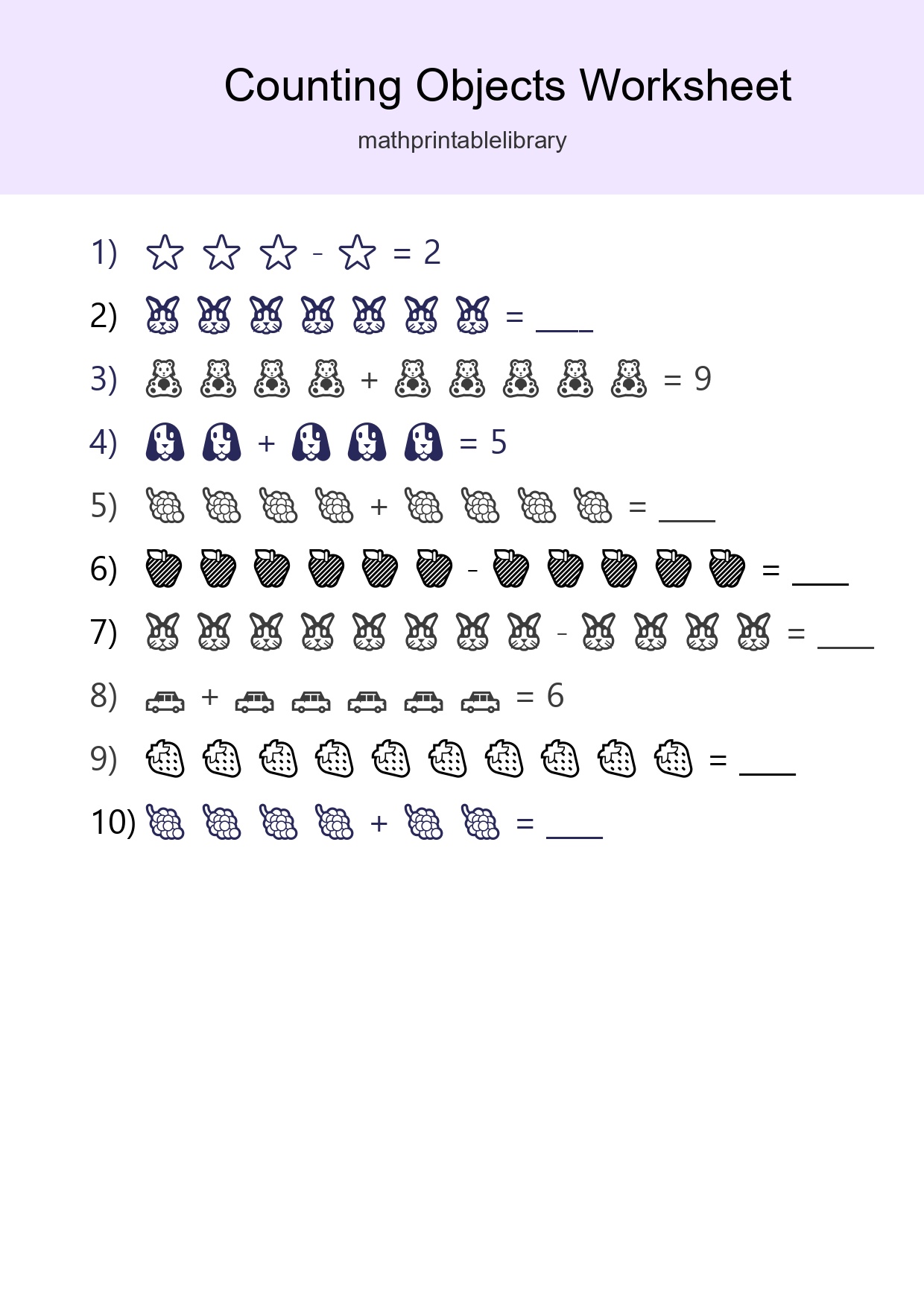 Free Counting Objects Worksheet For Kindergarten Printable - Part 80
