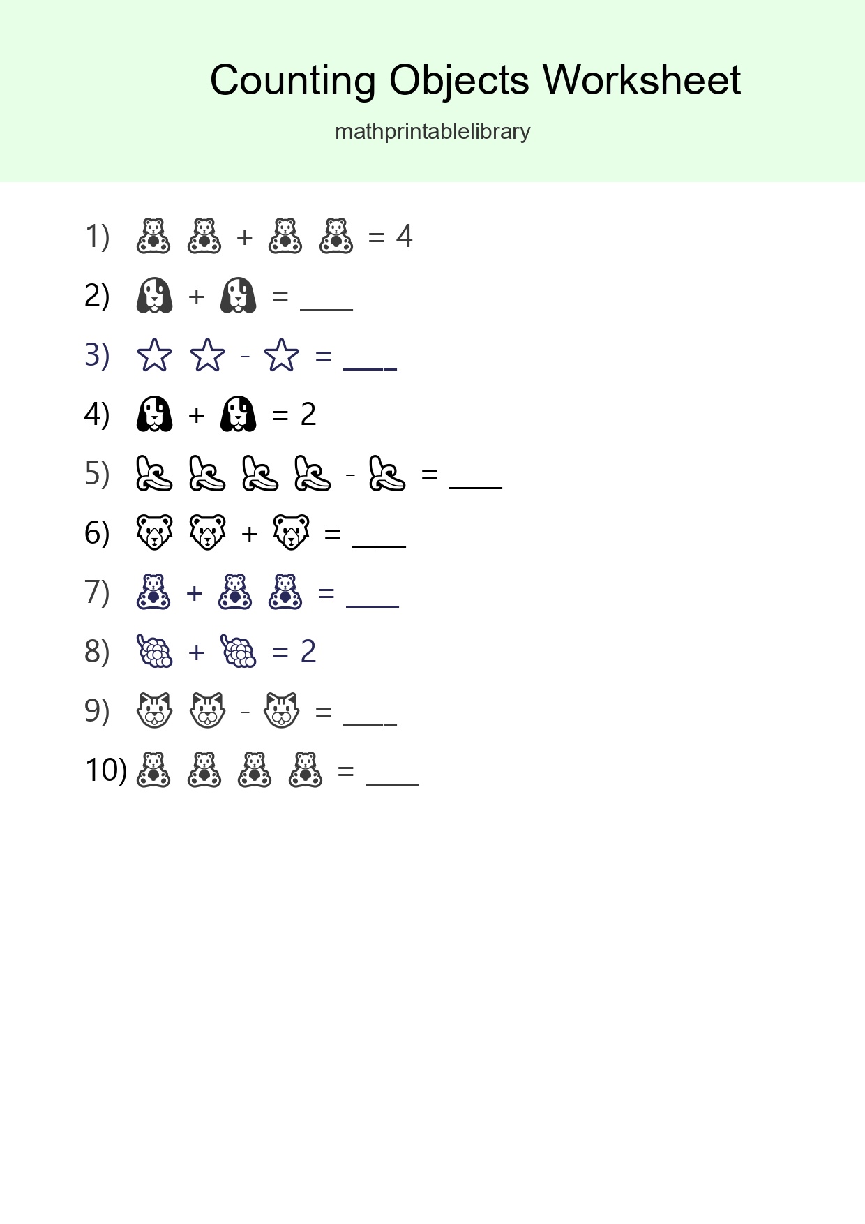 Free Counting Objects Worksheet For Pre-K - Part 146