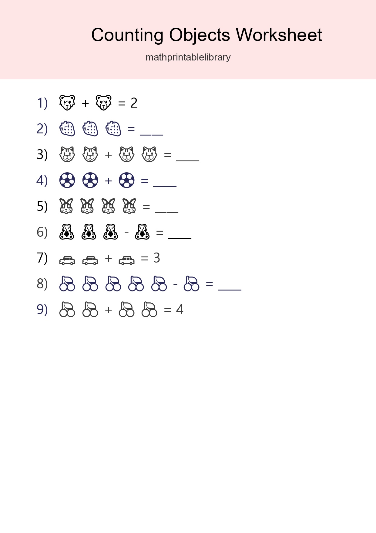 Free Counting Objects Worksheet For Pre-K - Part 234