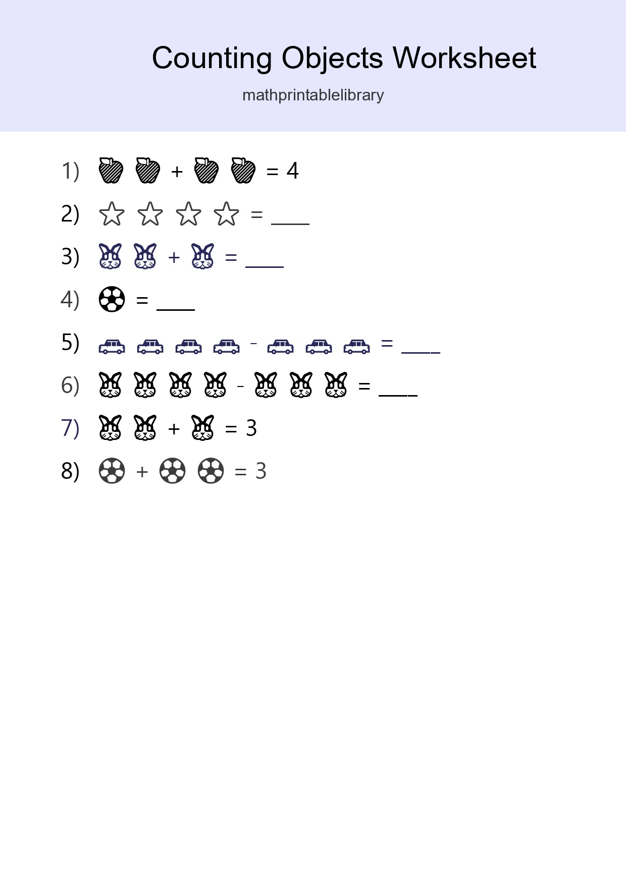 Free Counting Objects Worksheet For Pre-K Printable - Part 124