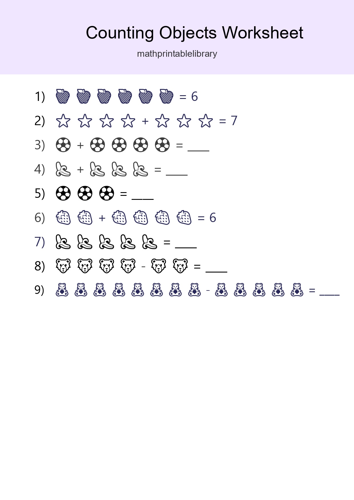 Kindergarten Count The Objects Worksheet - Part 102