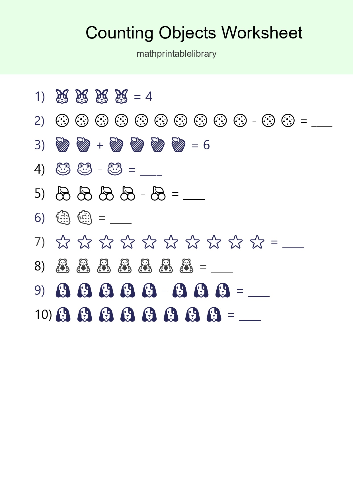 Kindergarten Count The Objects Worksheet - Part 201