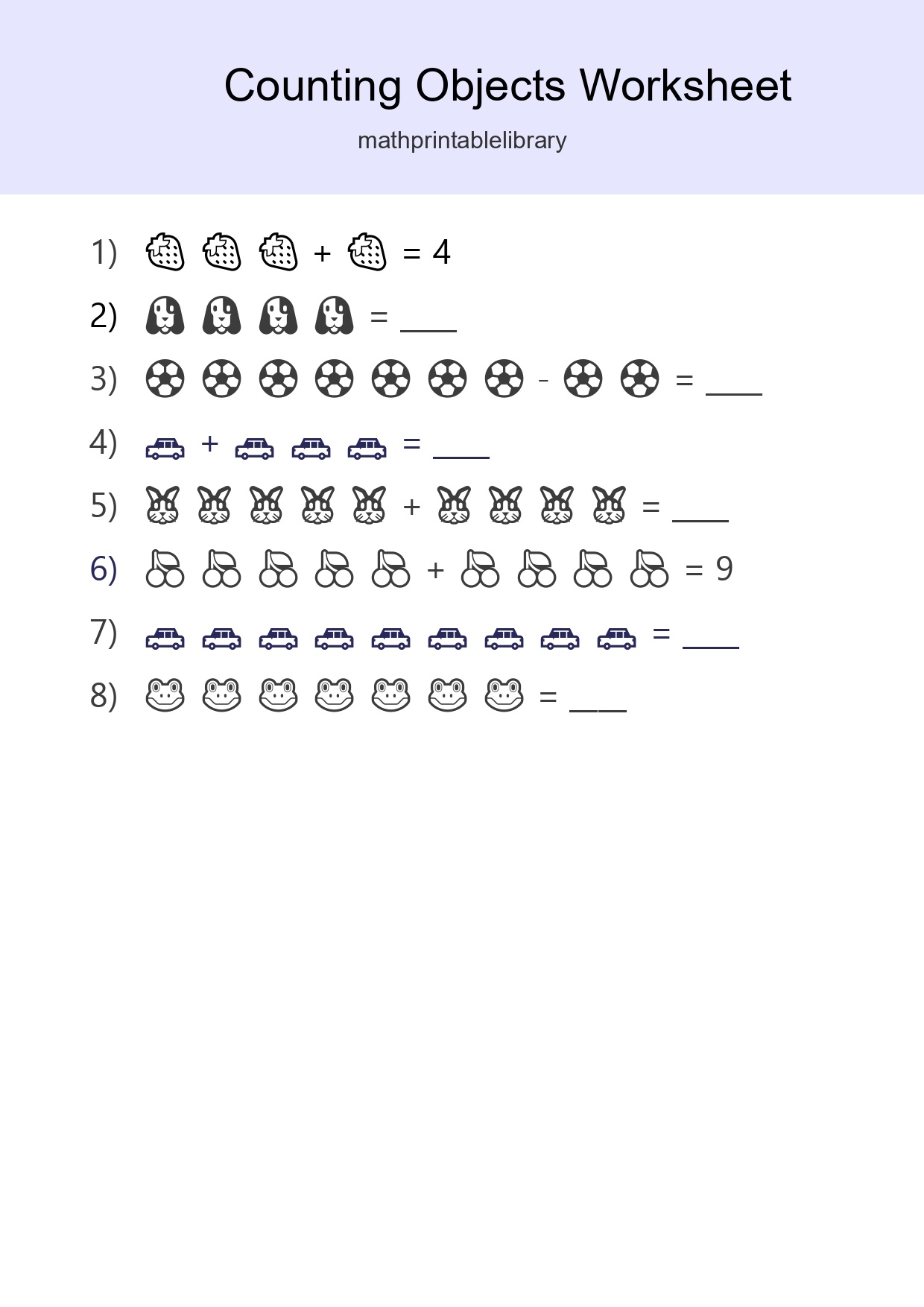Kindergarten Count The Objects Worksheet - Part 223