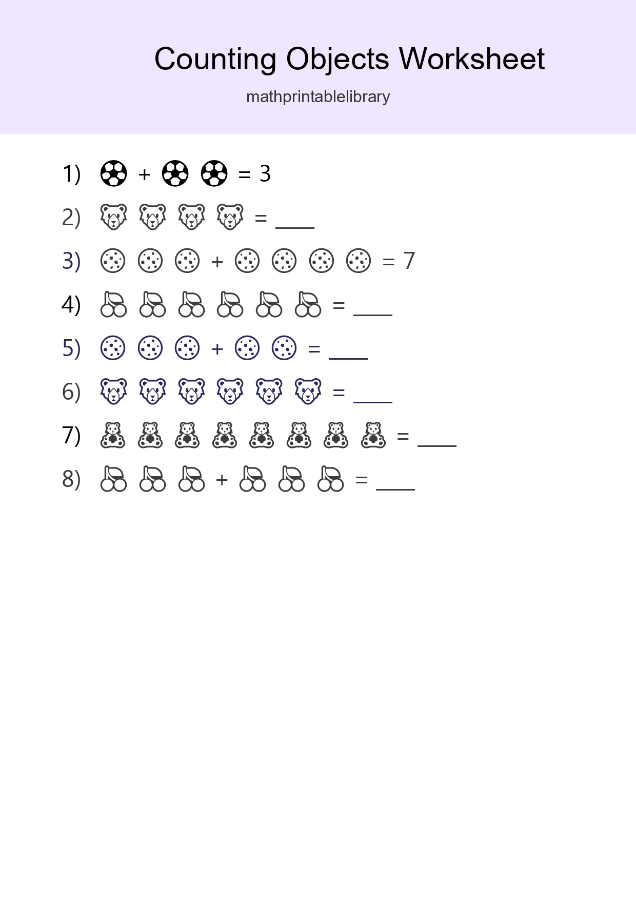 Kindergarten Count The Objects Worksheet - Part 278