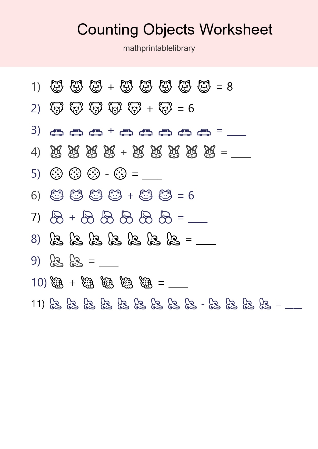Learn Counting With Pictures Worksheet (Kindergarten) - Part 179