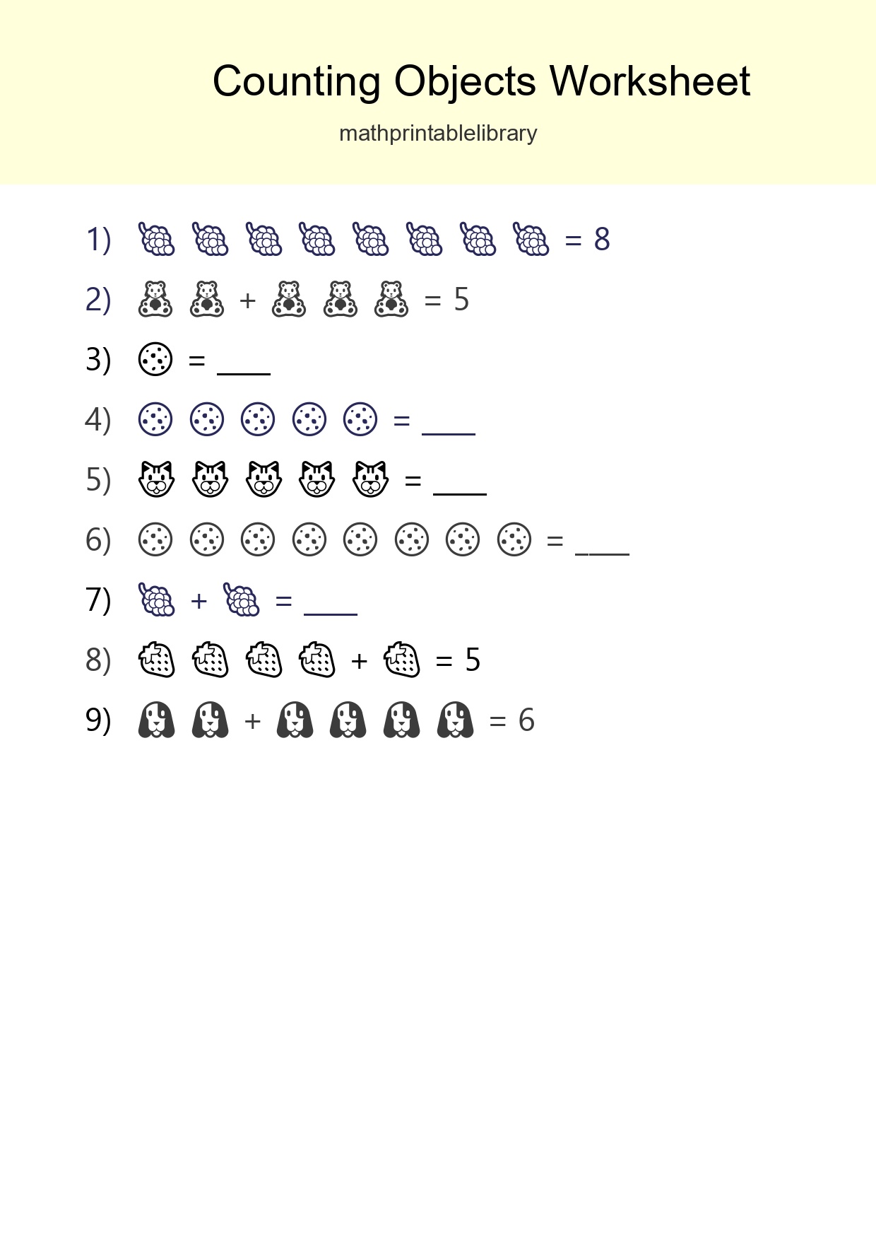 Learn Counting With Pictures Worksheet (Kindergarten) - Part 25