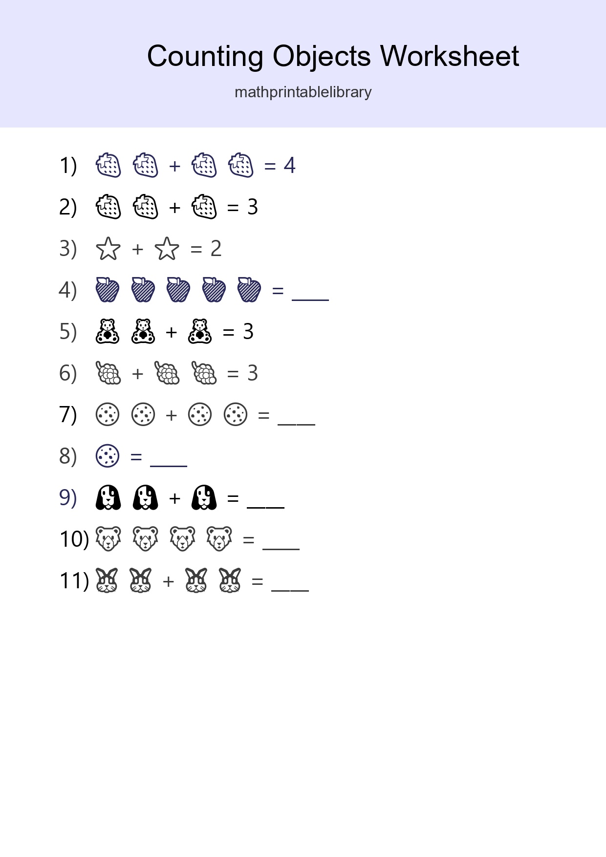 Pre-K Count The Objects Worksheet - Part 3
